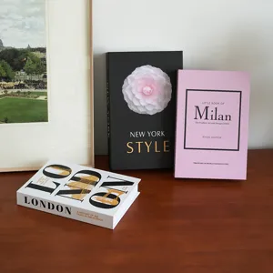 Modern Minimalist Decorative Fake Book Ornaments Foldable City Theme Coffee Table Book Box