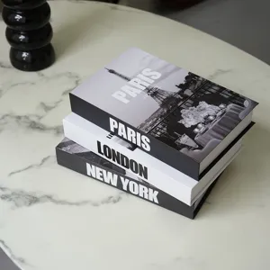 Decorative faux books storage box fashion city design for home office cafe interior decor photo prop