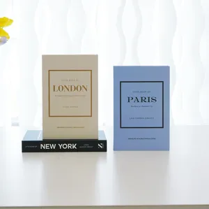 Decorative fashion city fake books set for shelf styling, modern bookshelf decor props.