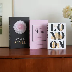 Decorative faux book set for coffee table, modern style home decor storage boxes, 3 pcs.