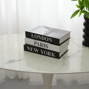 Decorative fake books set featuring London Paris New York design for modern home hotel decor