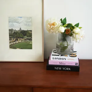 Minimalist decorative fake books set with city themes for modern coffee table and home decor.