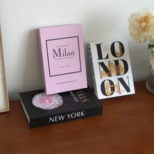 Decorative fake books set for coffee table modern home decor simulation book display.