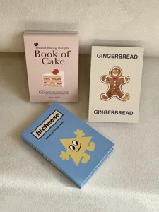 Decorative fake books set, aesthetic cream style book box props for home decor and studio.