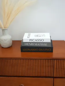 Decorative fake book box set with Picasso Matisse Da Vinci art design for home shelf decor