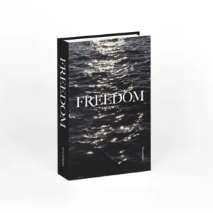 Detail view of a decorative fake book photo prop featuring ocean wave cover design and sleek typography.