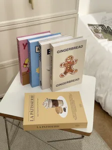 Cream style decorative fake book boxes, dopamine aesthetic book props for interior home decor.