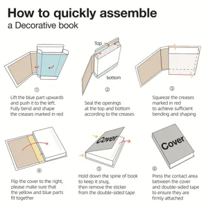 Decorative book assembly guide instruction diagram minimalist paper box manual display step by step