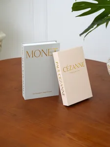 Linen texture decorative fake book minimalist art book Monet Cezanne home decor model
