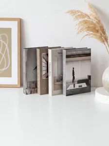 Minimalist aesthetic fake book decor, neutral earth tone decorative book for home display.