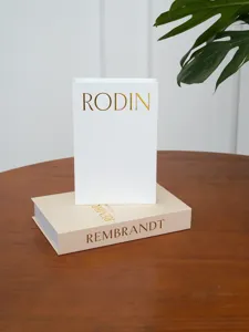 Decorative book model with linen texture, modern minimalist artistic design for home decor.