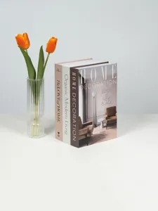 Detailed view of modern decorative fake book set with minimalist design for stylish home decor.