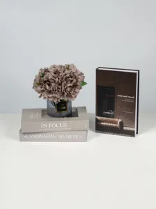 Nordic wabi-sabi decorative faux books set with artificial flower vase for home decor