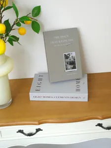 Decorative fake books set for home styling, minimalist English display book decor.