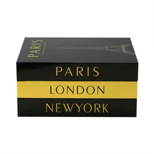 Luxus dekorative Attrappe Bücher Set mit goldenen Paris London New York Städten für moderne Deko.