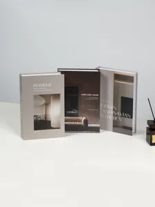 Modern minimalist decorative fake books set for interior home decor, hotel and living room staging.