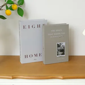 Decorative fake book set for home decor, modern aesthetic book boxes for desk display.