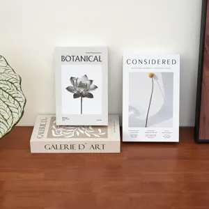 Decorative fake book botanical art print modern home decor aesthetic shelf styling book prop