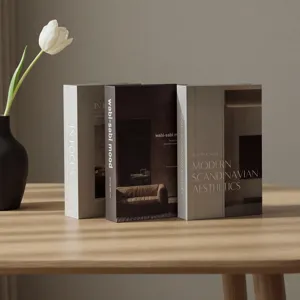 Minimalist Nordic style decorative fake books set for modern home and hotel interior display.