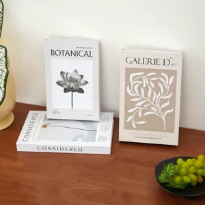 Decorative book box with botanical art illustration for modern minimalist home interior decor