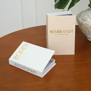 Scatola Portaoggetti per Finto Libro in Tessuto di Lino Minimalista Stampa a Caldo Libro di Simulazione Decorativo