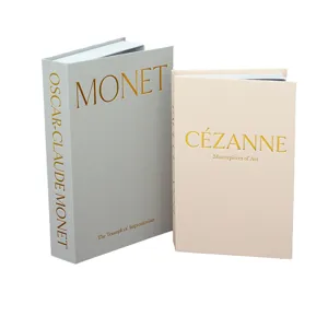 Scatola portaoggetti libro decorativo texture lino lamina oro tavolino salotto 2pz