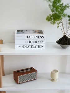 Minimalist decorative book ornament with inspirational English quotes for home shelf display.