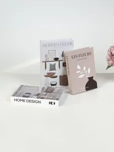 Close-up detail of modern decorative book box, Nordic style home interior decor prop display.
