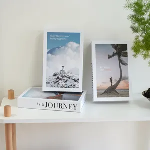 Minimalist decorative fake book set with inspirational English quotes for home office decor
