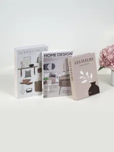 Decorative fake book box set for modern home decor, Nordic style shelf display detail.