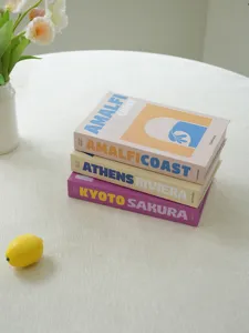 Decorative faux books travel series aesthetic home decor display shelf staging props