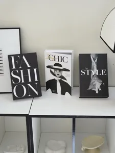 Black and white minimalist fake book storage box for modern home decor and desktop styling.