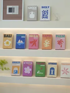 Decorative travel series fake book props for modern home decor, aesthetic shelf display books.