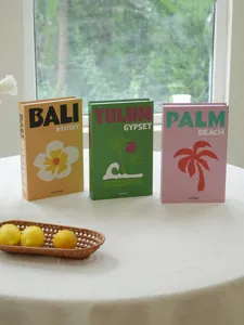 Decorative fake books travel series design home ornament photography prop set of three