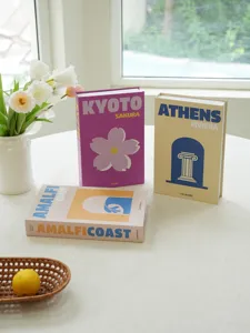 Decorative storage books fake book ornament travel series home decor photography prop set