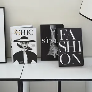 Black and white modern decorative storage book box for home office fashion decor style.