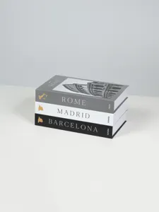 minimalist european travel city decorative fake book box set black white gray home decor