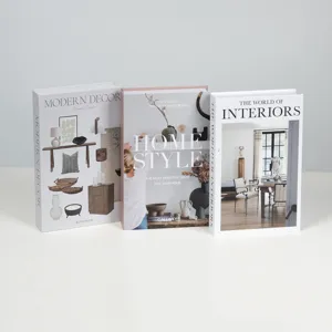 Set of 3 decorative fake books for modern coffee table home interior decor display.