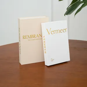 Decorative art fake book set linen texture gold stamping minimalist home decor display props model