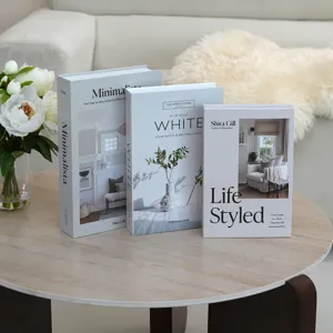 Set de libros falsos decorativos caja de almacenamiento para mesa de centro moderna.