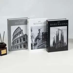 Modern Minimalist Decorative Fake Book Box City Theme Storage Box For Home Study Living Room Desktop Decor