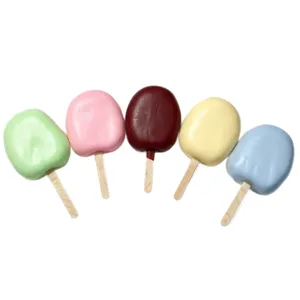 Set of 5 colorful popsicle-shaped squishy stress relief toys in assorted pastel colors