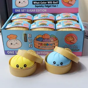 Ensemble de jouets anti-stress squishy bun kawaii dans des mini paniers vapeur pour enfants
