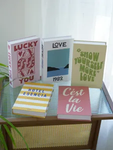 Modern cream style decorative fake books set for home decor, bookshelf display and photography.