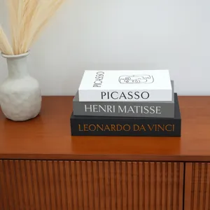 Decorative fake book storage boxes set linen texture artistic book box for home decor.
