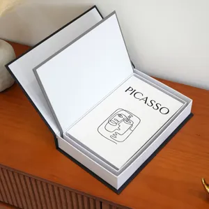 Decorative fake book storage box with Picasso line art design, openable book box ornament.
