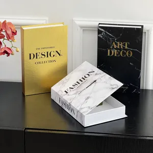 Decorative book storage box, modern luxury openable fake book for coffee table decor.