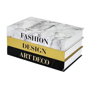 Luxury decorative book storage box openable gold stamped fake book for coffee table decor