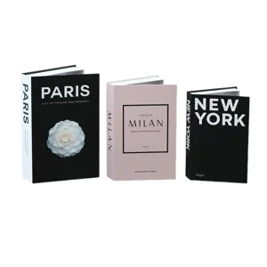 Juego de 3 cajas de almacenamiento de libros falsos decorativos, adornos elegantes para salón.