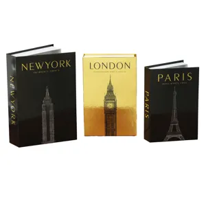 Luxury city decorative book box set, modern openable storage organizer for desktop decor.